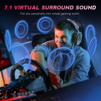 FIFINE PC Gaming Headset, USB Headset with 7.1 Surround Sound, Detachable Microphone, Control Box, 3.5mm Headphones Jack, Over-Ear Wired Headphones for PS5/Xbox/Switch, Black-AmpliGame H9 - Image 3