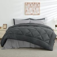 HEVUMYI Queen Comforter Set - 7-Piece All Season Bed in a Bag Queen, Ultra Soft Bedding Set with Comforter, Flat Sheet, Fitted Sheet, Pillowcases, Pillow Shams, Dark Grey & Light Grey - Image 7