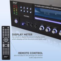 Pyle 4 Channel Wireless Bluetooth Amplifier - 3000 Watt Stereo Speaker Home Audio Receiver w/ FM Radio, USB, 2 Microphone w/ Echo for Karaoke, Front Loading CD DVD Player, LED, Rack Mount - PD3000BA - Image 6