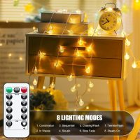 Minetom Crystal Globe String Lights Battery Operated - 17 ft 30 LED Globe Fairy Lights with Remote and 8 Modes, Waterproof for Bedroom Tent Loft Camping Porch Patio Party Wedding Decor, Warm White - Image 3