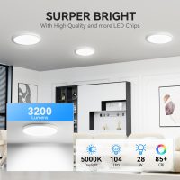 6PACK 3200lm LED Flush Mount Ceiling Light, Super Slim 12 inch LED Ceiling Light, 5000K Daylight LED Ceiling Light for Bedroom, Living Room, Dining Room, Garage and Office (White, Six Pack) - Image 2