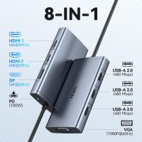 USB C Docking Station Dual Monitor Adapter for Dell HP, Laptop Docking Station 3 Monitors Quad Display USB C Hub Dongle to 4K HDMI+DP+VGA,3 USB2.0,100W PD,8 in 1 Thunderbolt Dock for Lenovo,Surface - Image 2