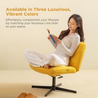 Nouhaus Criss Cross Chair,Armless Cross Legged Office Chair No Wheels, Hight Adjustable Wide Seat Swivel Vanity Home Computer Task Desk Chair (Yellow) - Image 8