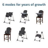Maxi-Cosi Minla 6-in-1 High Chair for Babies & Toddlers, Portable Foldable Highchair, EcoCare Fabric, 9 Heights, 5 Reclines, 4 Tray Positions, Classic Graphite - Image 4