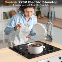 Electric Cooktop 24 Inch - 4 Burner Built-in Electric Stove Top 6000W, Radiant Electrical Stovetop with 9 Heating Level, Knob Control, Auto Shut Off Protection, 220-240V Hard Wired (No Plug) - Image 3