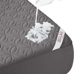 BEDLORE Waterproof Mattress Protector, Queen Size Mattress Pad Noiseless with Deep Pocket 6"-18" Depth, Soft Breathable Dirt-Proof Bed Mattress Cover Washable for Home, Bedroom, Hotel (Gray)