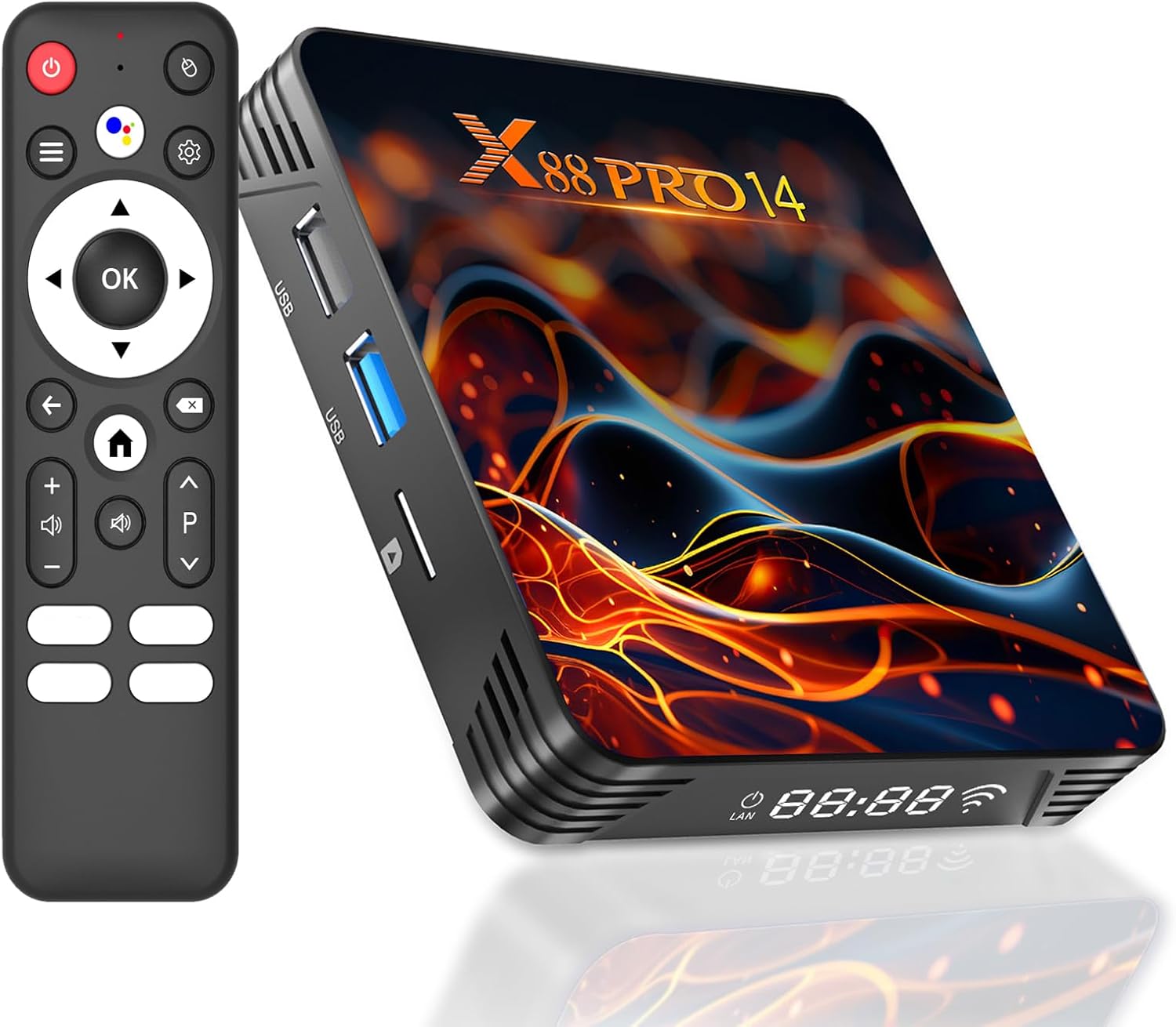 Android 14 TV Box, 2025 Android TV Box 14.0 Quad Core CPU 4K Ultra HD 2GB RAM 16GB ROM Support Wi-Fi6 2.4G /5G Dual-Band Ethernet Bluetooth 5.0 USB3.0 DLNA Smart TV Boxes