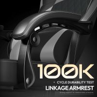 Dowinx Gaming Chair with Pocket Spring Cushion, Ergonomic Computer Chair with Massage Lumbar and Footrest for Adults, High Back Game Chair Leather for Office Gaming 300LBS, Grey New - Image 8