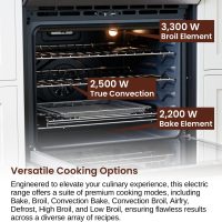 RRE303TS Electric Range Oven with Timer and AirFry Infrared Stove Burners, True Convection, Easy Reach Racks, 30", Stainless Steel - Image 7