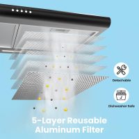 Comfee' Range Hood 30 inch, Under Cabinet Ducted/Ductless Convertible Slim Vent Hood, Durable Stainless Steel Kitchen Stove Hood, 3 Speed Exhaust Fan and 2 LED Lights Range Hood (Black) - Image 7