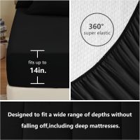 CozyLux Queen Comforter Set Black, 7 Pieces Bed in a Bag, Black Comforter Queen Size, All Season Bedding Sets with Stitch Quilted Comforter, Flat Sheet, Fitted Sheet, Pillowcases - Image 6