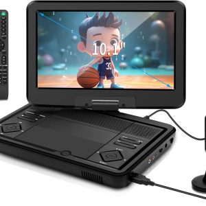 Feihe 12.5" Portable TV/DVD Player - 10.1" HD Swivel Screen, Digital Tuner/HDMI/USB/AV, Built-in Battery, High Volume Speakers - Perfect for Car/Travel