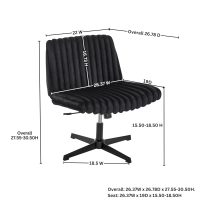 Roundhill Blynn Adjustable Swivel Criss Cross Chair, Wide Seat Office Chair Vanity Chair, Black - Image 2
