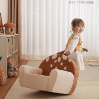 Blissful Diary Toddler Chair Comfy, Foam Kids Chair with Soft Teddy Plush, Toddler Reading Armchair with Cute Mushroom Designs- Brown - Image 6