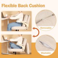 Criss Cross Chair with Arms, Plus Size Cross Legged Desk Chair with Flexible Back Cushion, Adjustable Arm Rest, Extra Wide Seat, 350lbs Fabric Home Office Chair with Castors and Bell Glides - Image 3