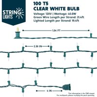 Joiedomi Clear Christmas String Lights Indoor,100 Count Mini Warm White Fairy Light,21.4 FT Lighting Decor for Patio Dorm Classroom Bedroom Holiday Wedding Party Garland Birthday Festival,Green Wire - Image 4