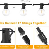 100ft 2-Pack Outdoor G40 LED Globe String Lights Dimmable Waterproof Shatterproof Light Strings with 52 Bulbs Connectable Commercial Hanging Lights for Christmas Patio House Backyard Balcony Party - Image 8