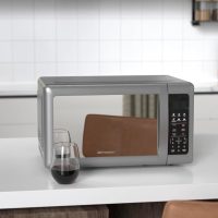 Emerson MW7601SL Compact Countertop Microwave Oven with Sleek Mirrored Finish Door 10 Power Levels, 6 Auto Menus, Glass Turntable and Child Safe Lock, 0.7 Cu. Ft, Silver - Image 4