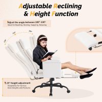 VINGLI 100-130° Reclining Tall Office Chair with Foot Rest & Adjustable Armrests, Ergonomic Criss Cross Chair with Wheels & Headrest, Comfy Wide-Seat Gamer Chair for The Heavy, Microfiber, White - Image 7