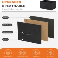 Sweetcrispy Nightstand Small Bedroom Dresser with 4 Fabric Drawers, Bed Side Furniture End Table, Wooden Top Cabinet Night Stand Dresser for Closet, Entryway, Dorm, Black - Image 6