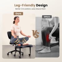 Cross Legged Office Chair, Ergonomic Criss Cross Design, Wide Comfy Desk Seat, ADHD Meditation Chair with Wheels, Adjustable Height Kneeling Chair with Back Support - Image 4