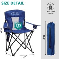 2PCS Mesh Folding Camping Chairs, Oversized Portable Outdoor Chairs, Weight Capacity 325 lbs with Cup Holder, Storage Pocket, Carry Bag Blue - Image 3
