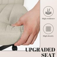 Criss Cross Chair, Extra Wide Armless Rolling Office Desk Chair with Wheels, Plus Size Viral Vanity Legged Chair, Bedroom Beige - Image 4