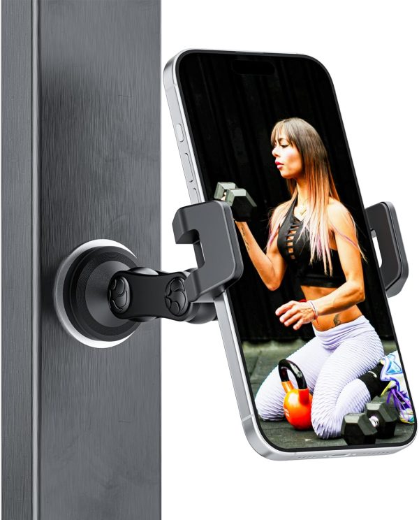 Gym Magnetic Phone Holder Mount, Magnetic Phone Holder Strong Magnets for Gym Accessories Attach to Metal Surface, Phone Mount for Golf Carts Kitchen Men Women with All Smartphones 4.7-7"