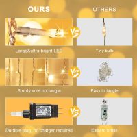 JMEXSUSS 300 LED Remote Control Curtain Lights, Plug in Fairy Curtain Lights Outdoor, Window Wall Hanging String Lights for Bedroom Backdrop Wedding Party Indoor Christmas Patio Dorm Decor, Warm White - Image 6