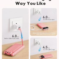 Charmast Portable Charger with Built in Cables, Power Bank with Cords Wires, Slim 10000mAh Travel Battery Pack 6 Outputs 3 Inputs 3A Fast Charging for Samsung Google Pixel LG Moto iPhone iPad - Image 4