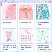 Meland Princess Dress Up for Girls 3-8, 11Pcs Mermaid Cape with Crown, Dress Up Clothes Birthday Gift Toys for Girls Toddlers - Image 2