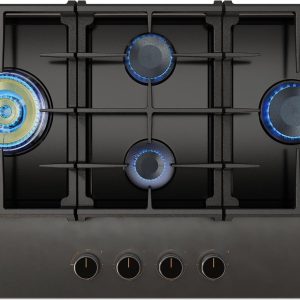 FOTILE GLG30401-Y 30” Moonshadow Tempered Glass 4 Gas Cooktop, Tri-Ring 18,000 BTUs Center Burner with Flame Failure Protection Removable Grates and Installation/LP Kit