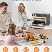 28QT Air Fryer Toaster Oven Combo, Large 12-in-1 Convection Countertop Oven with Next-Gen HeatWave Convection, 3-Layer Cooking, Rotisserie for Chicken, Fits 11" Pizza, Full Accessories, Sparkle Black - Image 3