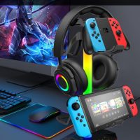 VCOM RGB Gaming Headphones Stand with 2 USB and 1 Type-C Ports, Headset Stand with 10 Light Modes and Non-Slip Rubber,Suitable for All Earphone Accessories, Best Gift for Desk Gamers - Image 6