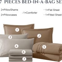 Monbix Queen Comforter Set - 7 Pieces Raw Umber Bed in a Bag Queen Bedding Sets with Comforters, All Seasons Down Alternative Comforter Bed Set with Sheets,Pillowcases & Shams - Image 7