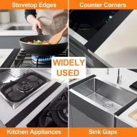 FLSEPAMB Silicone Stove Gap Covers, 2 Pack Heat Resistant Oven Gap Filler Seals Gaps with Anti-Slip Mirror Base, Stain Resistant Stove Counter Gap Cover Silicone Strips Between Stovetop and Counter - Image 8