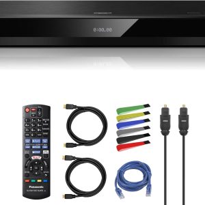 Panasonic DP-UB820-K 4K UHD Blu-ray Player With HDR10+, Dolby Vision, Network Streaming + HDMI Cables + Network and Optical Audio Cables