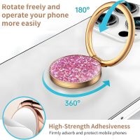 Cell Phone Ring Holder, Cute Metal Phone Grip Stand Finger Ring Kickstand, Flexible 360°Rotation Phone Tablet Case Accessories Compatible with Most Phones Glitter Pink Pattern - Image 3