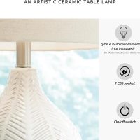 Signature Design by Ashley Rainermen 20" Modern Herringbone Ceramic Table Lamp, Off White - Image 4