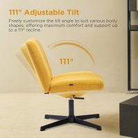 Nouhaus Criss Cross Chair,Armless Cross Legged Office Chair No Wheels, Hight Adjustable Wide Seat Swivel Vanity Home Computer Task Desk Chair (Yellow) - Image 6