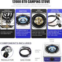 12000 BTU Single Auto Ignition Camping Garden Outdoor Camp Garden Hiking Fishing Propane Stove Cooker Griddle, Include CSA listed regulator and gas hose - Image 6