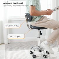 HOOBRO Height Adjustable Rolling Stool, 360° Rotating Drafting Chair, Multi-Purpose Office Desk Chair, Rolling Swivel Salon Stool Chair, for Barber Shop, Nail Salon, Office, Black SB01BY01G1 - Image 5