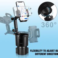 Cup Holder Phone Mount, 2 in 1 Cup Holder Expander for Car Long Arm with 360°Rotation Cup Holder Cell Phone Holder for Car Compatible with All Smartphones - Image 4
