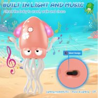 Baby Dancing Octopus Toy for 1 2 3 4 5 Year Old Boy Girl, Baby Tummy Time Electric Crawling Octopus Toys 12-18 Months, Dancing Squid Toy for Walking Toddlers, Kids 1st Birthday Gifts, Pink - Image 4