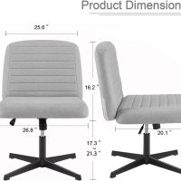 VECELO Armless Criss Cross Chair Legged No Wheels, Swivel Height Adjustable Fabric Wide Seat for Make Up/Bedroom/Small Space - Image 3