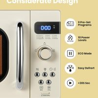 COMFEE' Retro Small Microwave Oven With Compact Size, 9 Preset Menus, Position-Memory Turntable, Mute Function, Countertop Perfect For Spaces, 0.7 Cu Ft/700W, Cream, AM720C2RA-A - Image 2
