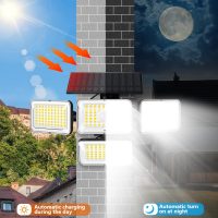 Mokot Solar Lights Outdoor, 288 LED 2800LM Motion Sensor Outdoor Light with Remote Control, 4 Heads IP65 Waterproof Solar Flood Security Lights for Outside Patio Wall -2PACK - Image 5