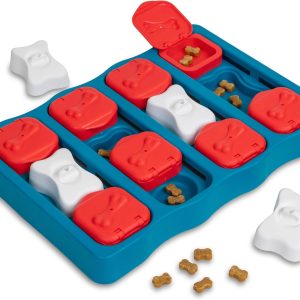 Outward Hound by Nina Ottosson Dog Brick Treat Puzzle Enrichment Toy, Level 2 Intermediate Game, Blue
