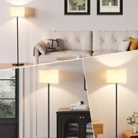 Modern Floor Lamp Simple Design with White Shade, Foot Pedal Switch, 60" Small Tall Lamps for Living Room Bedroom Office Dining Room Kitchen, Black Pole Lamp(Without Bulb) - Image 7