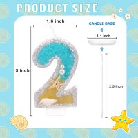 Birthday Number Candles, Beach Starfish Sequins Birthday Candles for Cake, Glitter Number 2 Candle Cake Topper Decoration for Boys Girls Party Supplies (Decor 2) - Image 2